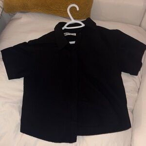 Women’s Classic Short sleeve button up Black Shirt- MINIMUM size 38